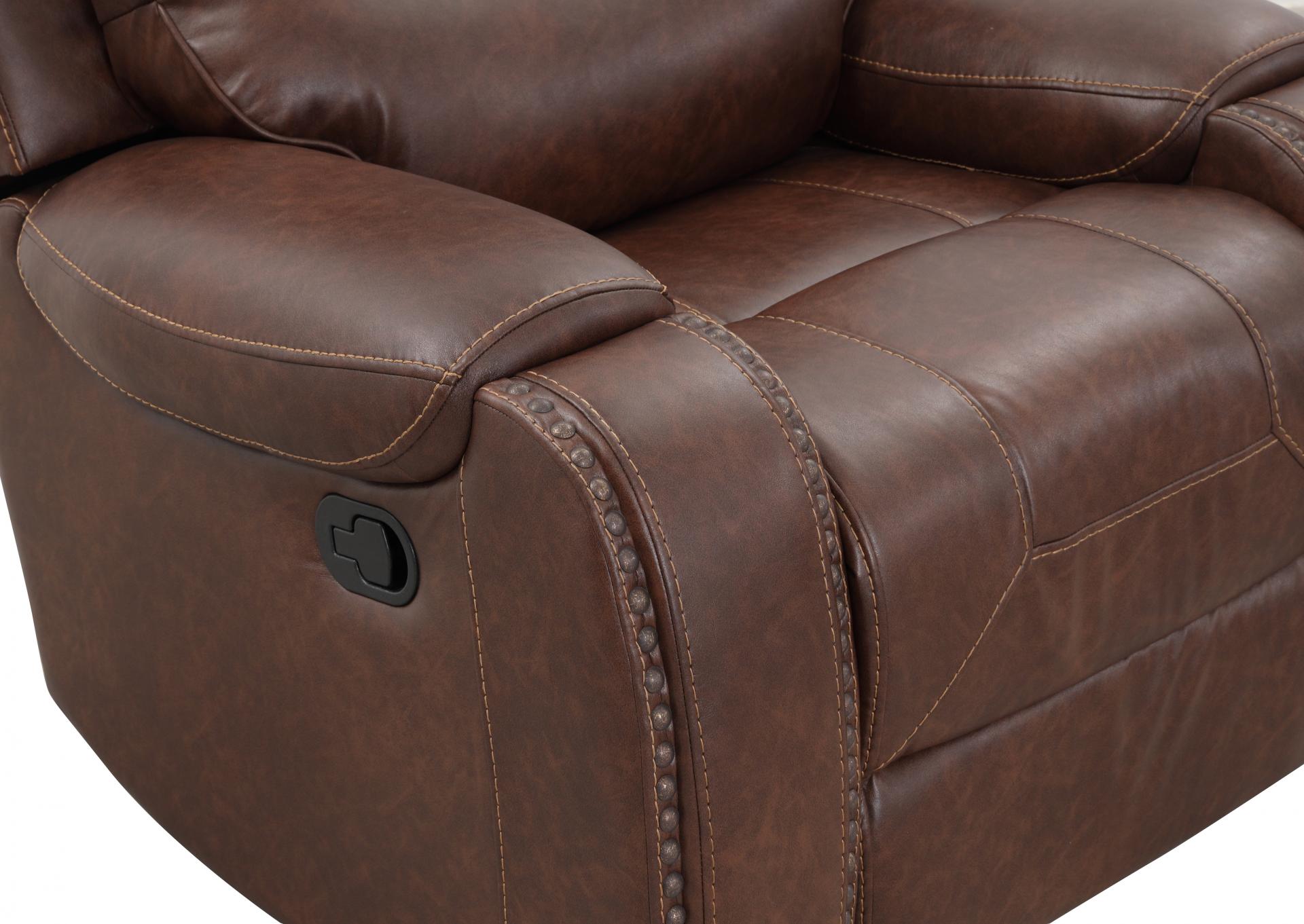 Dual reclining Glider Love Seat with console